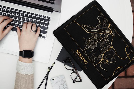 Housse ordinateur 13 pouces - Carte - Seraing - Or - Zwart - Housse ordinateur