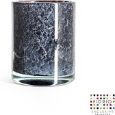 Design Vaas Cilinder - Fidrio BLACK FOREST - glas, mondgeblazen bloemenvaas - diameter 13,5 cm hoogte 16,5 cm