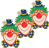 3x Clown wanddecoratie 70 cm - feestversiering/feestdecoratie