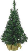 Kleine volle kerstboom in jute zak 75 cm - Kunst kerstbomen / kunstbomen