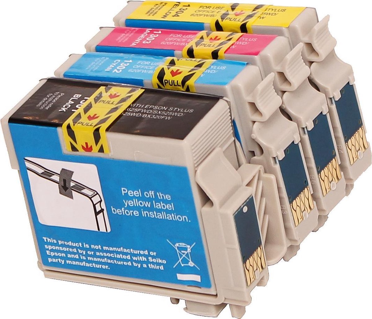 ABC huismerk Set 4x inkt cartridge geschikt voor Epson T1301-T1304 B42WD BX320FW BX525WD BX535WD BX625FWD BX630FW BX630 SX525WD SX535WD SX620FW WF3010DW