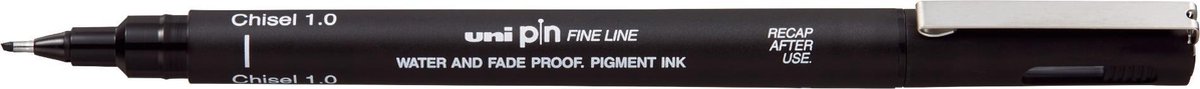 Fineliner - Chisel - Beitelpunt - 1.0 - 1,0mm - Zwart - Uni Pin