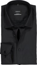 VENTI modern fit overhemd - mouwlengte 72 - zwart - Strijkvrij - Boordmaat: 41