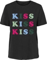 Vero Moda T-shirt Vmpilly S/s Print T-shirt Exp Ga 10266554 Black/kiss Kiss Dames Maat - S