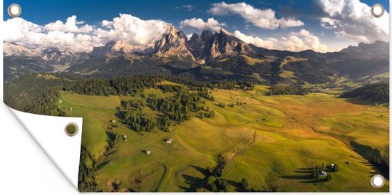 Tuinposter Alpe di Siusi - Dolomieten - Italië - 60x30 cm - Tuindoek - Buitenposter