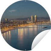 Tuincirkel Barcelona - Strand - Spanje - 60x60 cm - Ronde Tuinposter - Buiten