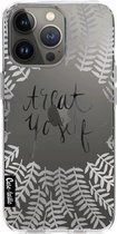 Casetastic Apple iPhone 13 Pro Hoesje - Softcover Hoesje met Design - Treat Yoself Silver Print