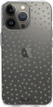 Casetastic Apple iPhone 13 Pro Hoesje - Softcover Hoesje met Design - Green Hearts Transparant Print