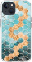 Casetastic Apple iPhone 13 Hoesje - Softcover Hoesje met Design - Honeycomb Art Blue Print