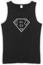 Zwarte Tanktop met letter B “ Superman “ Logo print Wit Size XL