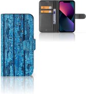 Magnet Case Geschikt voor iPhone 13 Telefoonhoesje Wood Blue