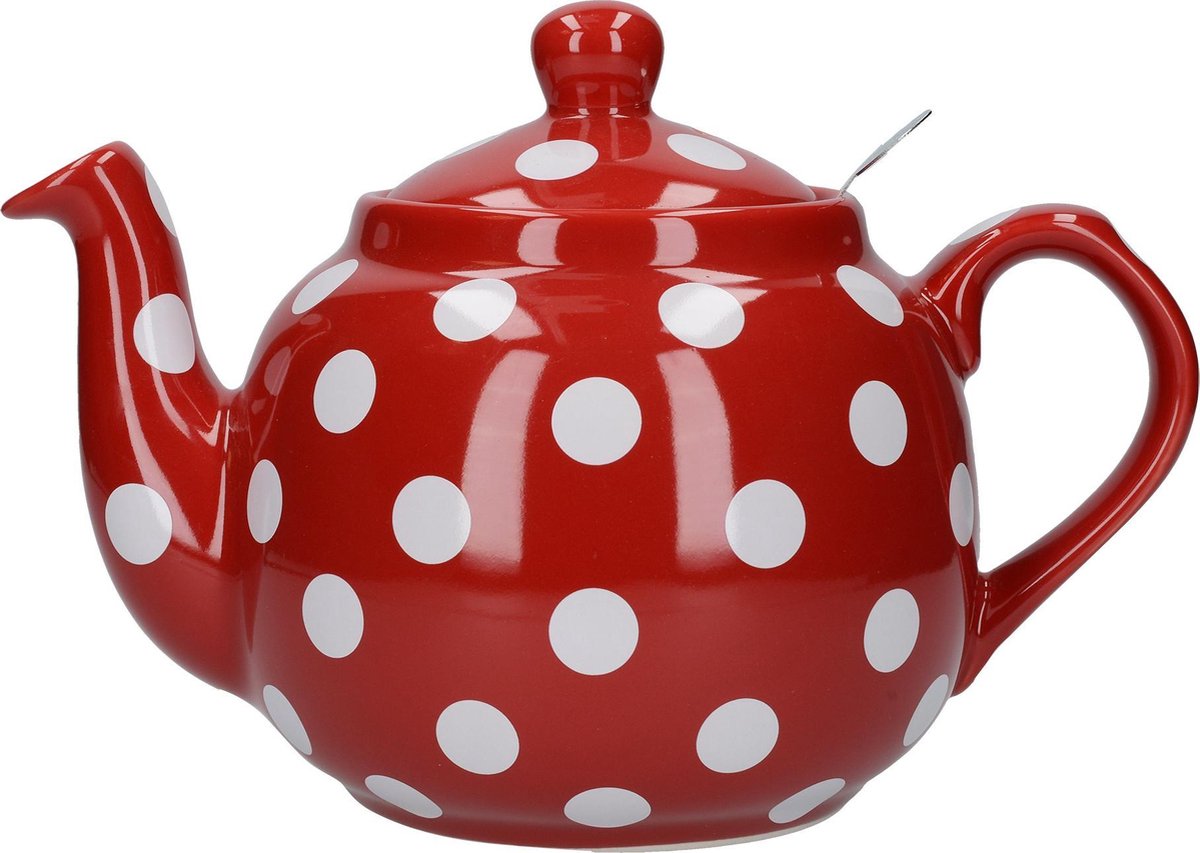 City to Cottage Red White | Polka Dot Dots | Handmade Hand Painted | Glazed Ceramic 25.5cm Flat Large Plate | Unique Tableware