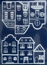 stickers huisjes 28,5 x 40 cm PVC wit/blauw 2-delig