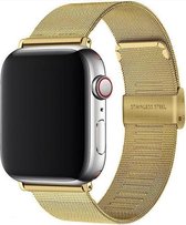 Compatible apple watch bandje - By Qubix - Milanese Loop bandje - Goud - Geschikt voor Apple Watch 42mm / 44mm / 45mm - Apple watch series 3/4/5/6/7
