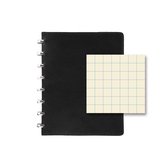Atoma notebook PUR formaat A5 geruit 5 mm zwart leder 144 bladzijden