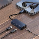 WIWU - USB C Audio Adapter - USB C naar 3.5 mm & USB C - AUX - Grijs