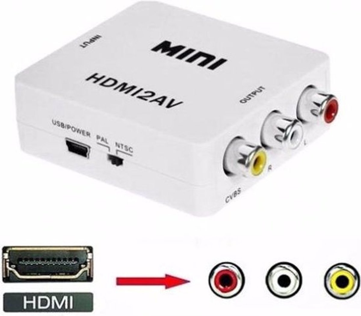 TULP naar HDMI adapter - AV naar HDMI converter- Wit