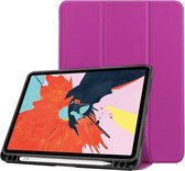 Case2go -Tablethoes geschikt voor voor Apple iPad Air 2020/2022 - 10.9 inch - Tri-Fold Book Case - Apple Pencil Houder - Paars