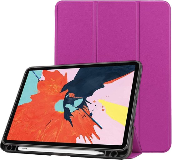 Coque iPad Air 10.9 (2020) - Étui à trois volets avec porte-crayon Apple -  Violet | bol.com