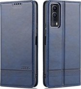 Voor vivo Y53s AZNS Magnetische Kalf Textuur Horizontale Flip Leather Case met Kaartsleuven & Houder & Portemonnee (Donkerblauw)