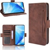 Voor OnePlus Nord N200 5G Huid Voelen Kalf Patroon Horizontale Flip Lederen Case met Houder & Kaartsleuven & Fotolijst (Bruin)