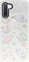 - ADEL Siliconen Back Cover Softcase Hoesje Geschikt voor Samsung Galaxy Note 10 Plus - Ruimte Heelal Bling Glitter Doorzichtig