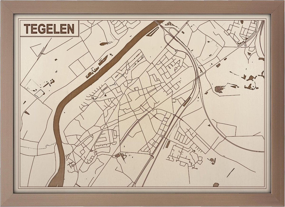 Houten stadskaart van Tegelen