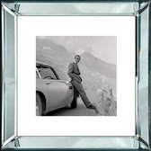 50 x 50 cm - Spiegellijst met prent - James Bond - Aston Martin - prent achter glas