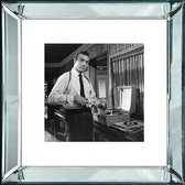 50 x 50 cm - Spiegellijst met prent - James Bond - Sean Connery - prent achter glas