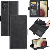 Voor Samsung Galaxy F12 / M12 Dual-side magnetische gesp horizontale flip lederen tas met houder en kaartsleuven en portemonnee (zwart)