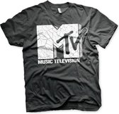 MTV Heren Tshirt -L- Cracked Logo Zwart