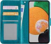 Hoes Geschikt voor Samsung A52s Hoesje Book Case Hoes Flip Cover Wallet Bookcase - Turquoise