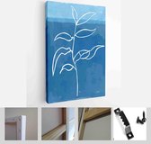 Minimalistic Watercolor Painting Artwork. Earth Tone Boho Foliage Line Art Drawing with Abstract Shape - Modern Art Canvas - Vertical - 1937931055 - 50*40 Vertical