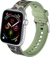 Shop4 - Bandje voor Apple Watch 7 41mm - Siliconen Camouflage Groen