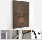 Painting Wall Pictures Home Room Decor. Modern Brown Abstract Art Botanical Wall Art. Boho. Minimal Art Flower on Geometric Shapes Background - Modern Art Canvas - Vertical - 19550