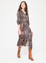 LOLALIZA Lange hemd jurk met split en print - Bruin - Maat 44
