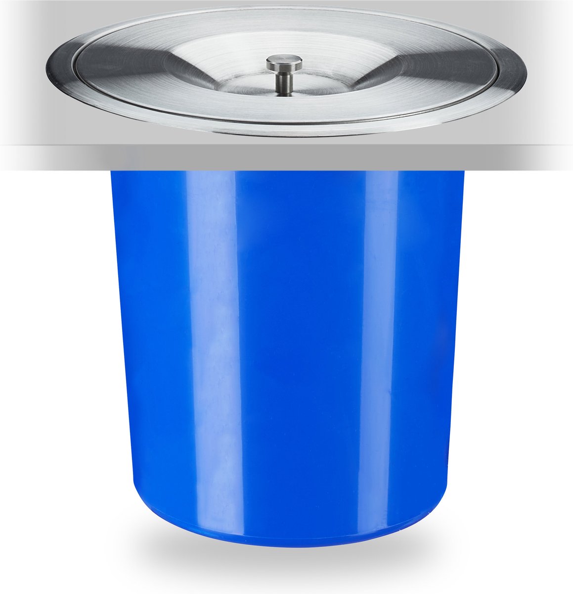 Goedkoopste afvalbakje aanrecht - 5 l - rvs deksel - inbouw - 23 x 24 cm - inbouw prullenbak