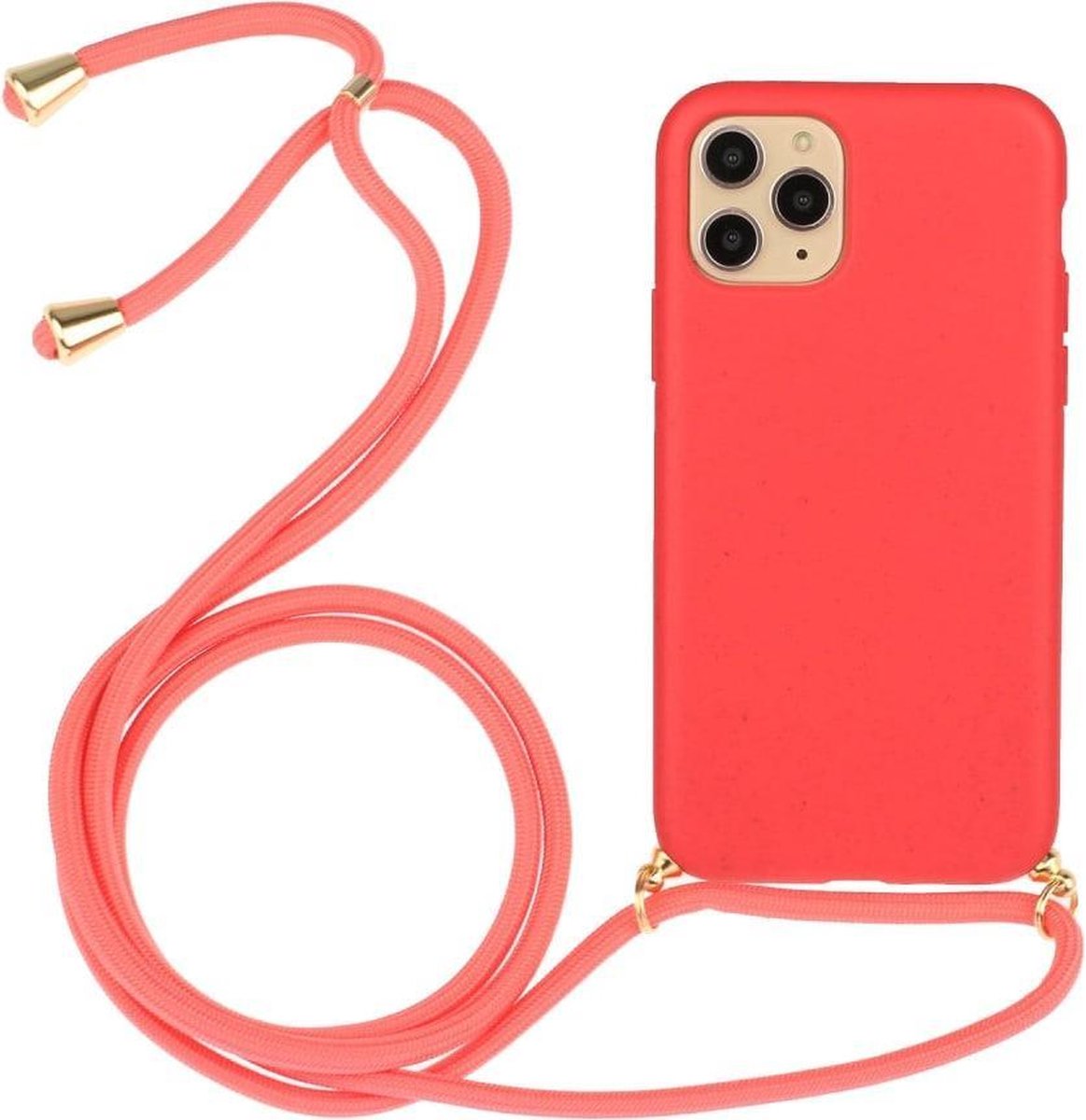 iPhone 13 Hoesje met Koord - Roze Plasticvrij - Cacious (Eco strap serie)