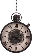 Wandklok - clock running gear | black/white | iron/glass | 65x50x13 cm - ijzer - 65x50x13