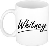Whitney naam cadeau mok / beker sierlijke letters - Cadeau collega/ moederdag/ verjaardag of persoonlijke voornaam mok werknemers