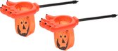 2x stuks trick or treat snoep zakken pompoen met handvat oranje 53 x 14 cm - Halloween snoep ophalen