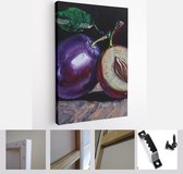 Plums fruits original art painting hand made oil on canvas - Modern Art Canvas - Vertical - 1976333525 - 115*75 Vertical