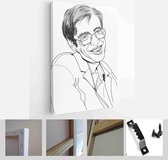 Itsallcanvas - Schilderij - Stephen Hawking Portrait In Cartoon Style. Vector Illustration. Art Vertical Vertical - Multicolor - 40 X 30 Cm