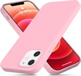 ShieldCase Silicone case geschikt voor Apple iPhone 12 Mini - 5.4 inch - roze + glazen Screen Protector