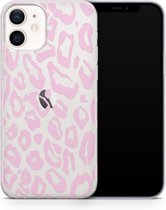 ShieldCase Panther Pattern geschikt voor Apple iPhone 12 Mini hoesje - transparant/lichtroze + glazen Screen Protector