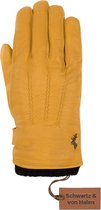 Schwartz & von Halen Leren Handschoenen voor Heren Leo - geitenleren handschoenen met warme fleece voering en drukknoop Premium Handschoenen Designed in Amsterdam - Geel maat 8,5/S