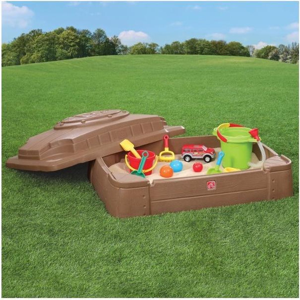Step2 Play & Store Zandbak - Met Deksel en Zitbankjes - Zandbak van plastic / kunststof voor kinderen - Voor 91 kg zand — afbeelding 11