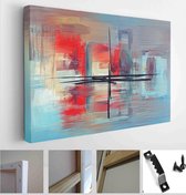 Colorful abstract acrylic painting. Surreal landscape artwork in contemporary style. Modern art on blue background - Modern Art Canvas - Horizontal - 1960558090 - 80*60 Horizontal