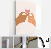 Abstract posters with hands on abstract background. Man holding woman's hand in pastel colors. Collection of contemporary art posters - Modern Art Canvas - Vertical - 1825249328 -