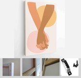 Abstract posters with hands on abstract background. Man holding woman's hand in pastel colors. Collection of contemporary art posters - Modern Art Canvas - Vertical - 1825249400 -